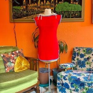 🍒 Delicious 1970s cherry red, terrycloth, mini dress 🍒